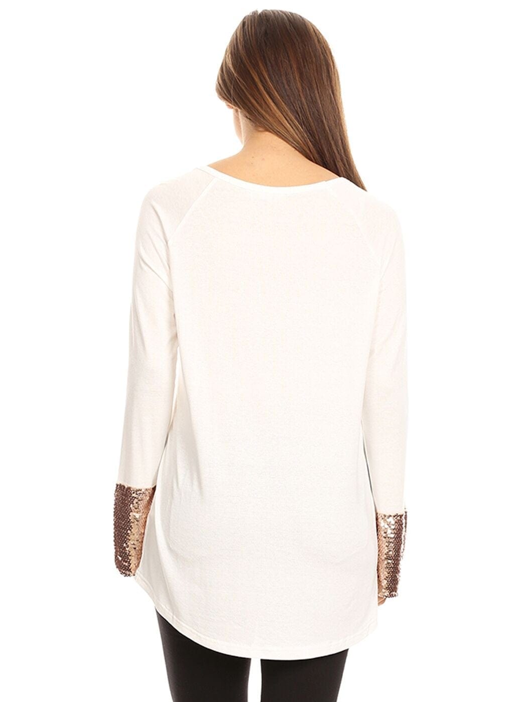Blusa con mangas largas y puños con lentejuelas brillantes