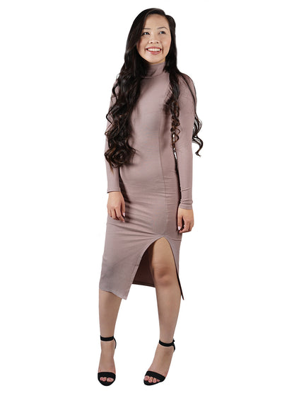 Turtleneck Long-Sleeve Sweater Dress