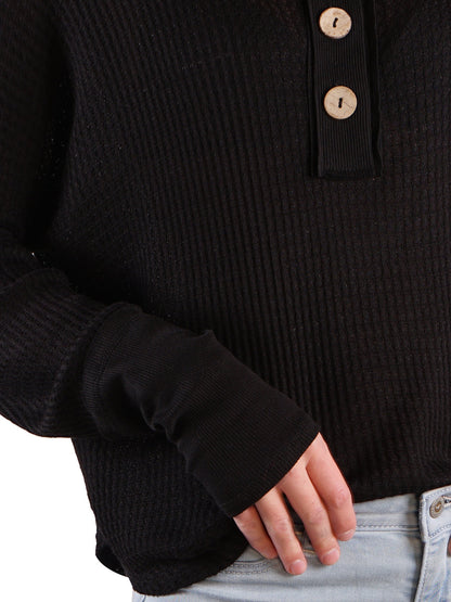 Waffle Button-Up Long Sleeve Shirt