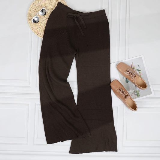 Cropped Wide Leg Pants With Drawstring Waist-Tie