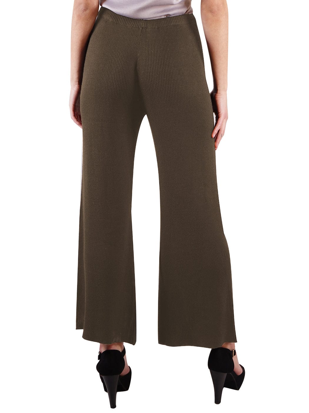 Cropped Wide Leg Pants With Drawstring Waist-Tie