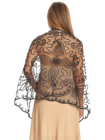 Sequin Evening Deco Shawl Cape