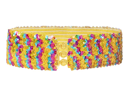 Sparkly Sequin Wide-Stretch Elastic Belt