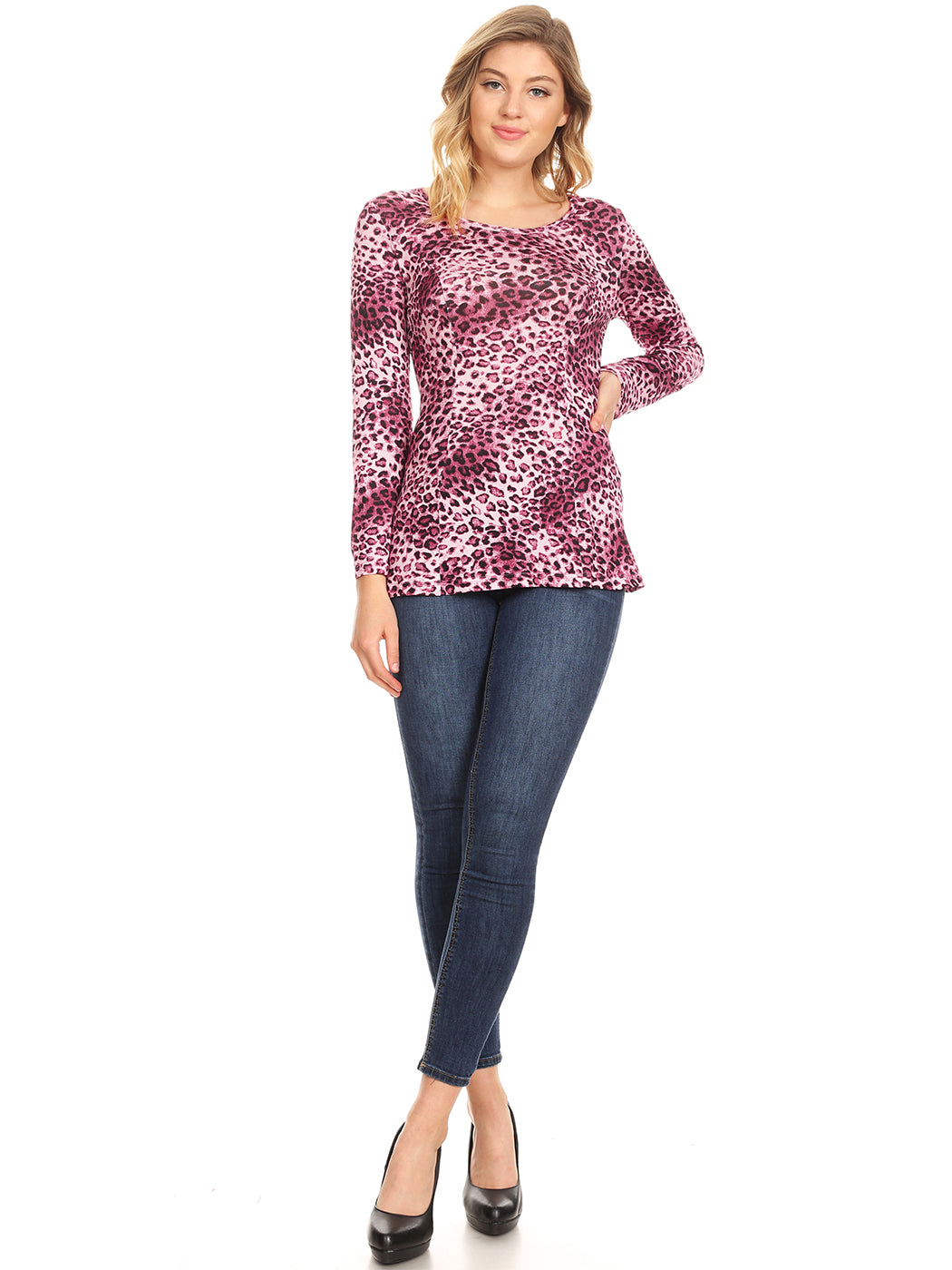 Camiseta de manga larga con estampado de leopardo