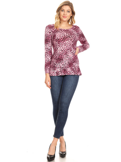 Camiseta de manga larga con estampado de leopardo