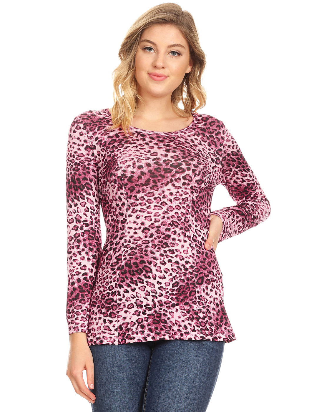 Camiseta de manga larga con estampado de leopardo