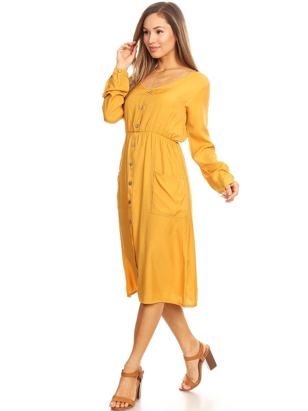 Vestido abotonado de manga larga