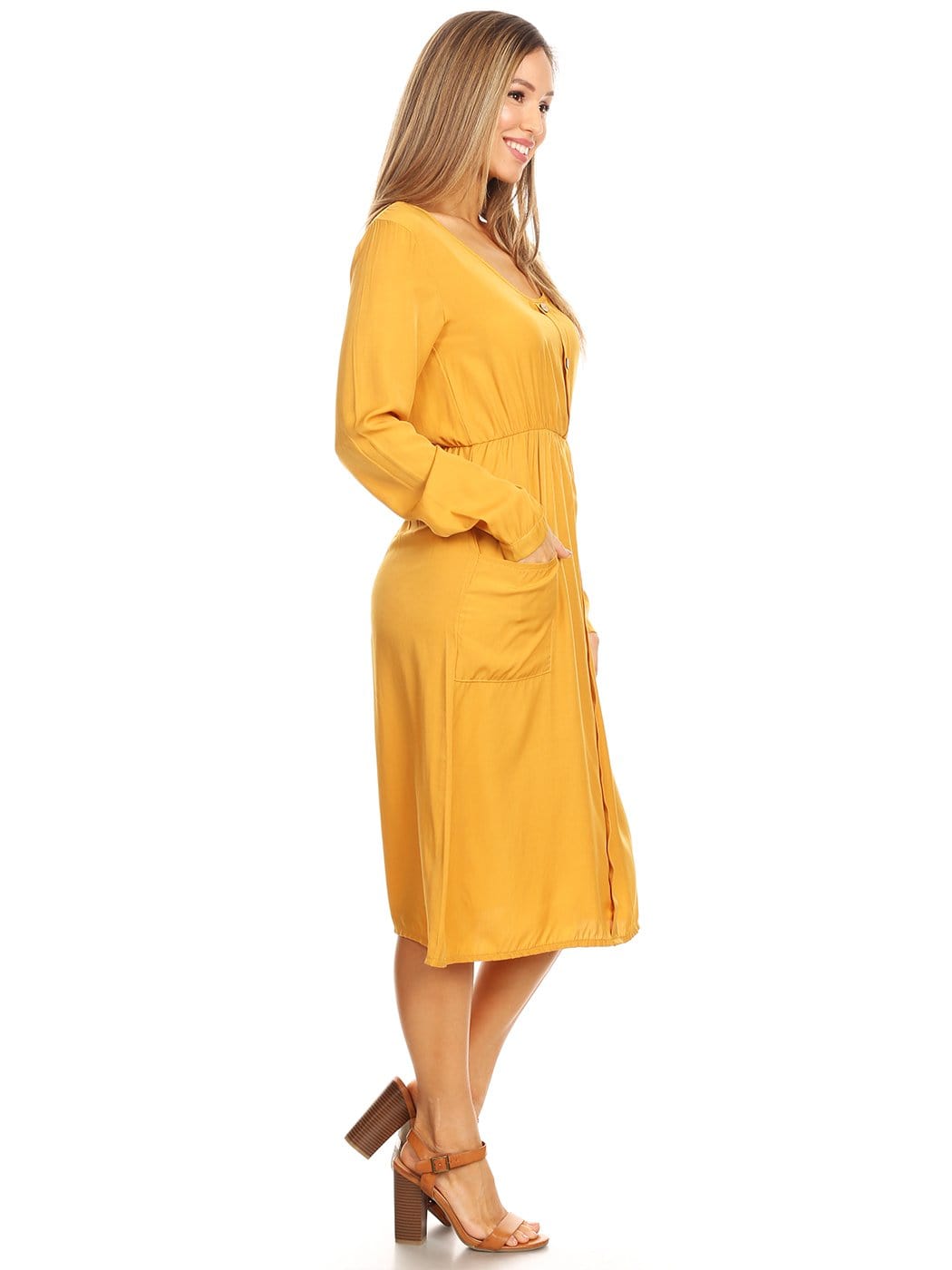 Vestido abotonado de manga larga