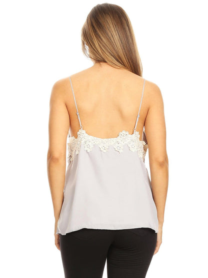 Lace Floral Trim Camisole Top