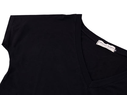 Vestido con abertura y manga corta con escote en V
