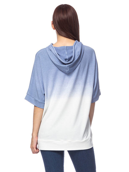 Sudadera con capucha de manga corta con efecto tie-dye ombré