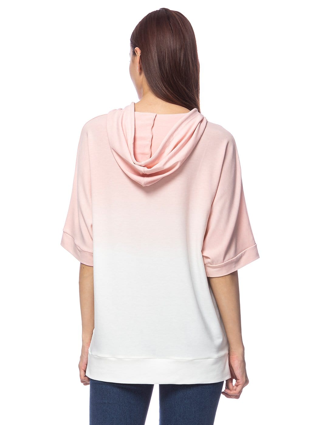 Sudadera con capucha de manga corta con efecto tie-dye ombré