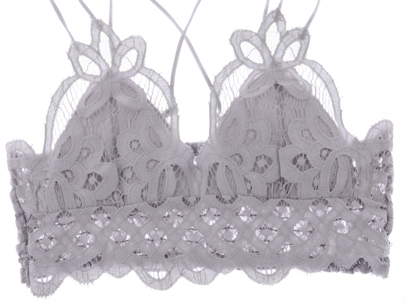 Top corto tipo bralette con encaje floral