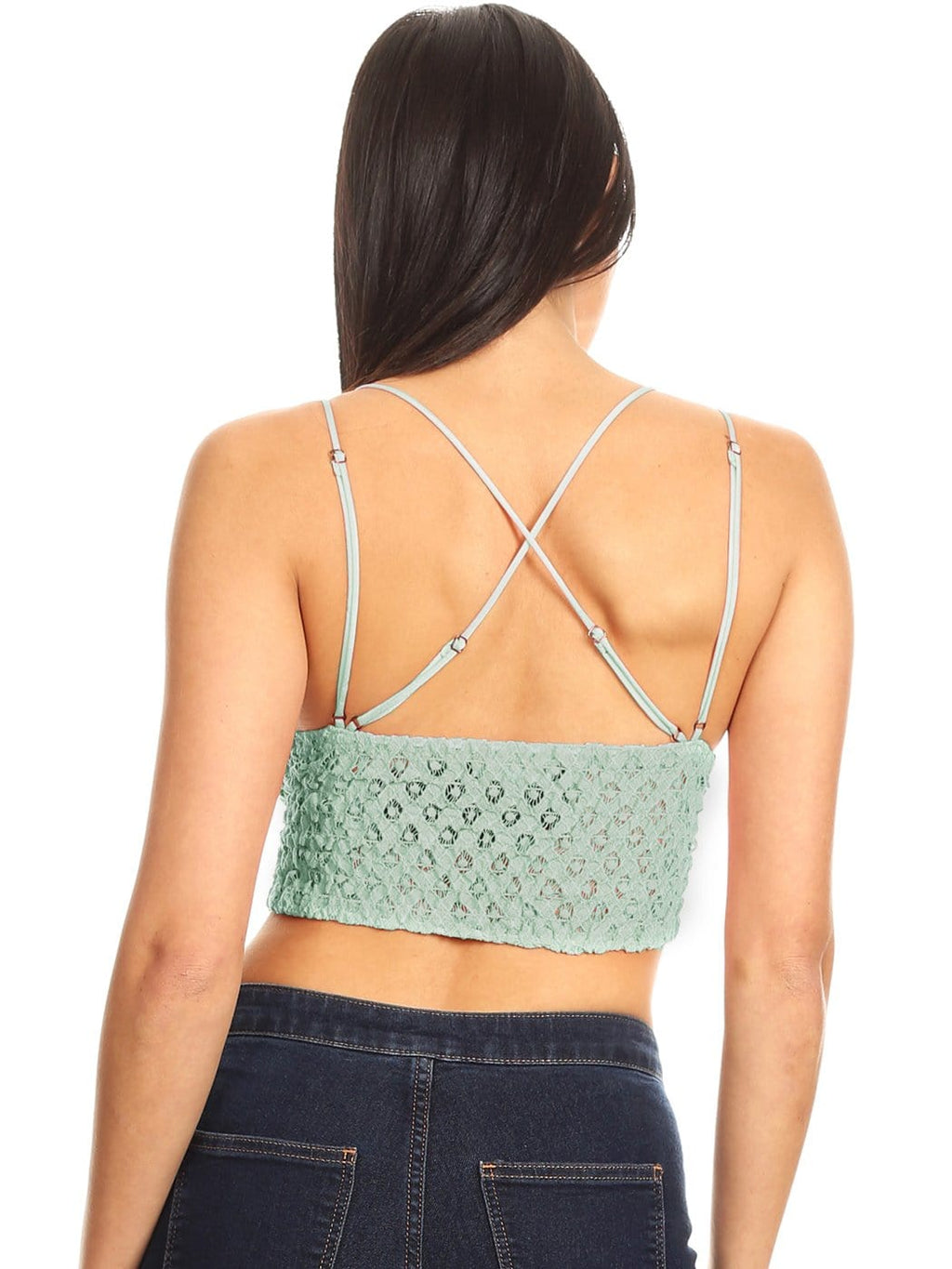 Top corto tipo bralette con encaje floral