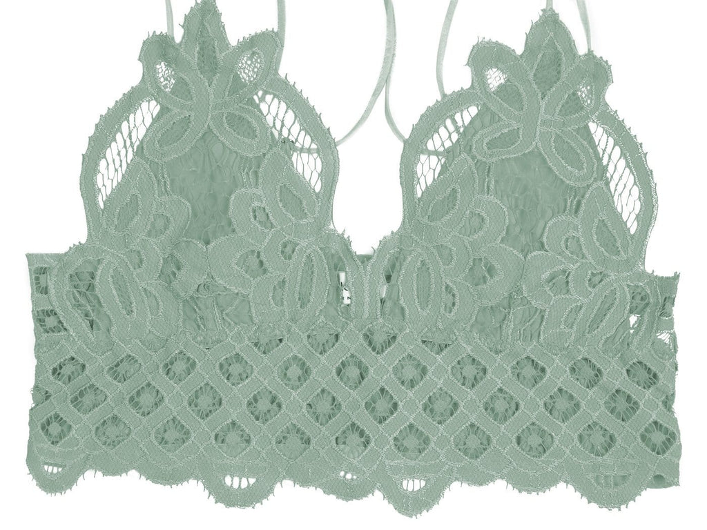 Top corto tipo bralette con encaje floral