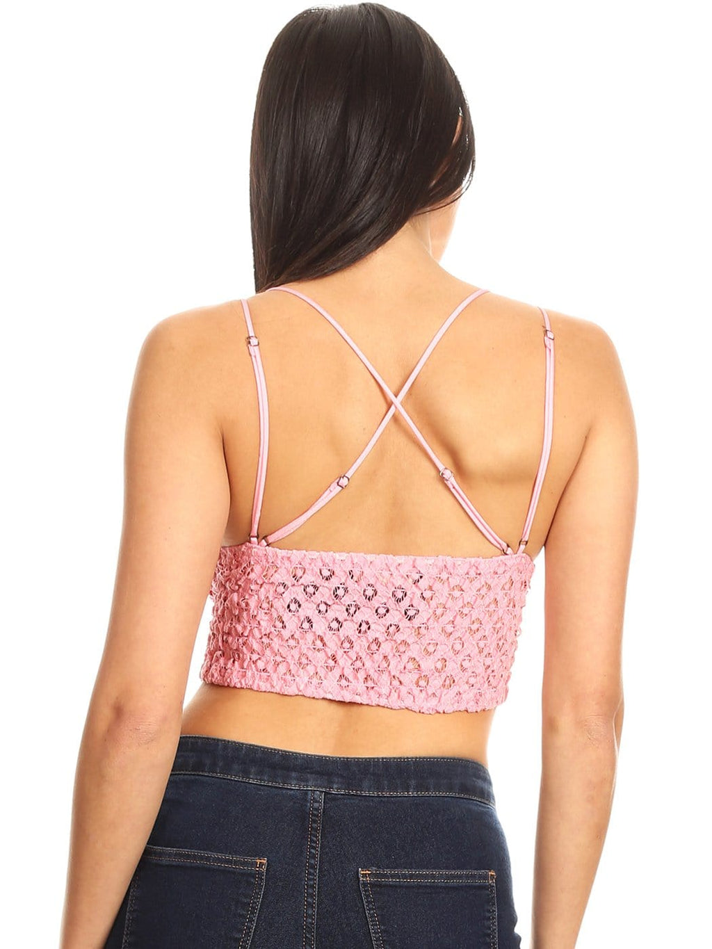 Top corto tipo bralette con encaje floral