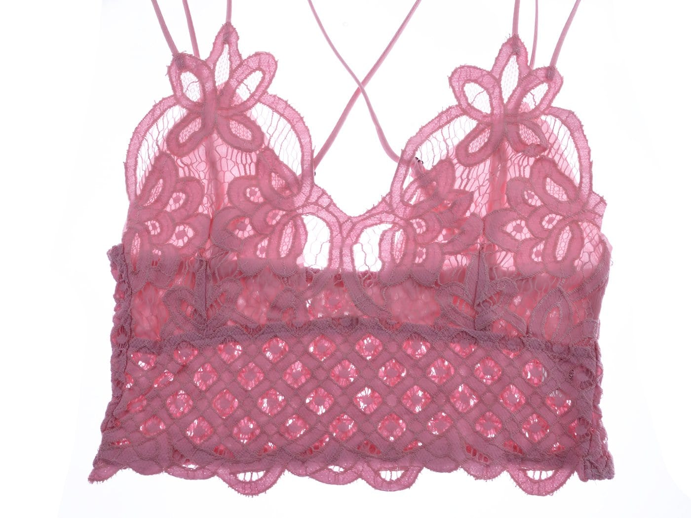 Top corto tipo bralette con encaje floral