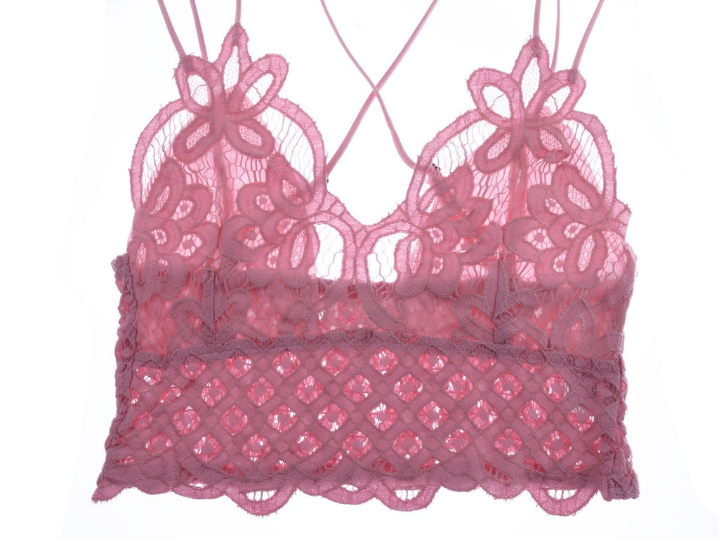 Top corto tipo bralette con encaje floral