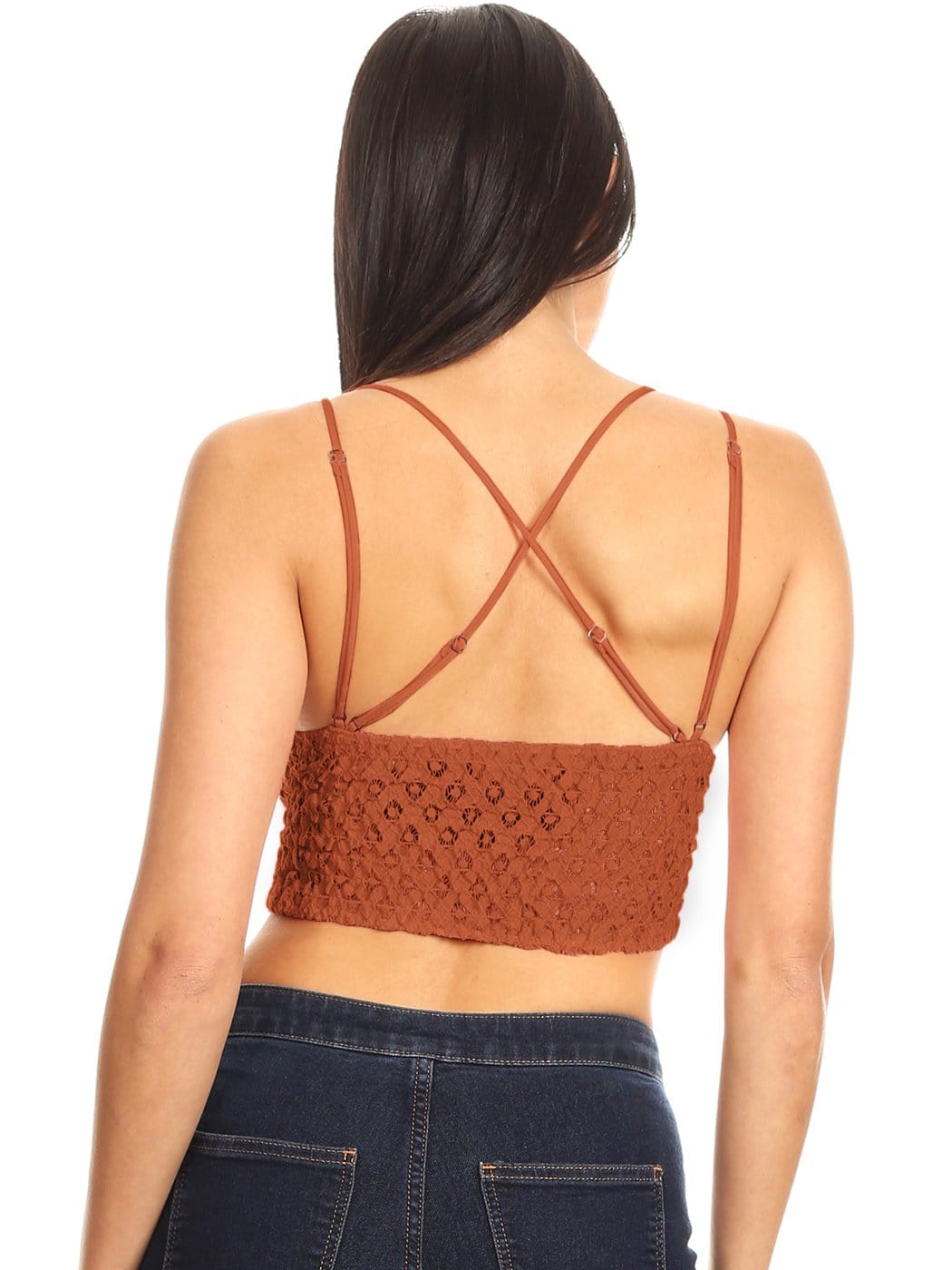 Top corto tipo bralette con encaje floral