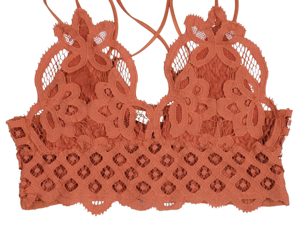Top corto tipo bralette con encaje floral
