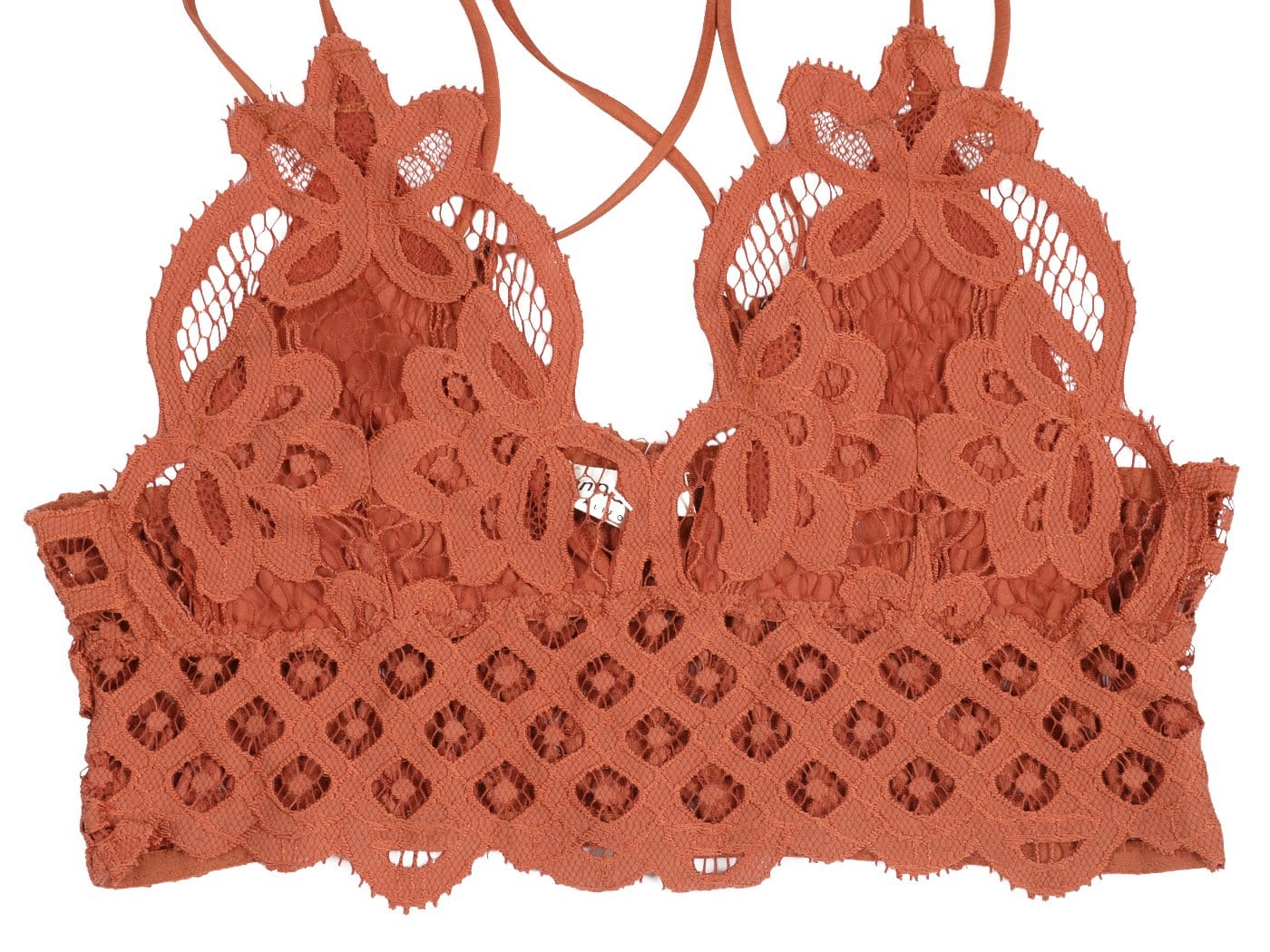 Top corto tipo bralette con encaje floral