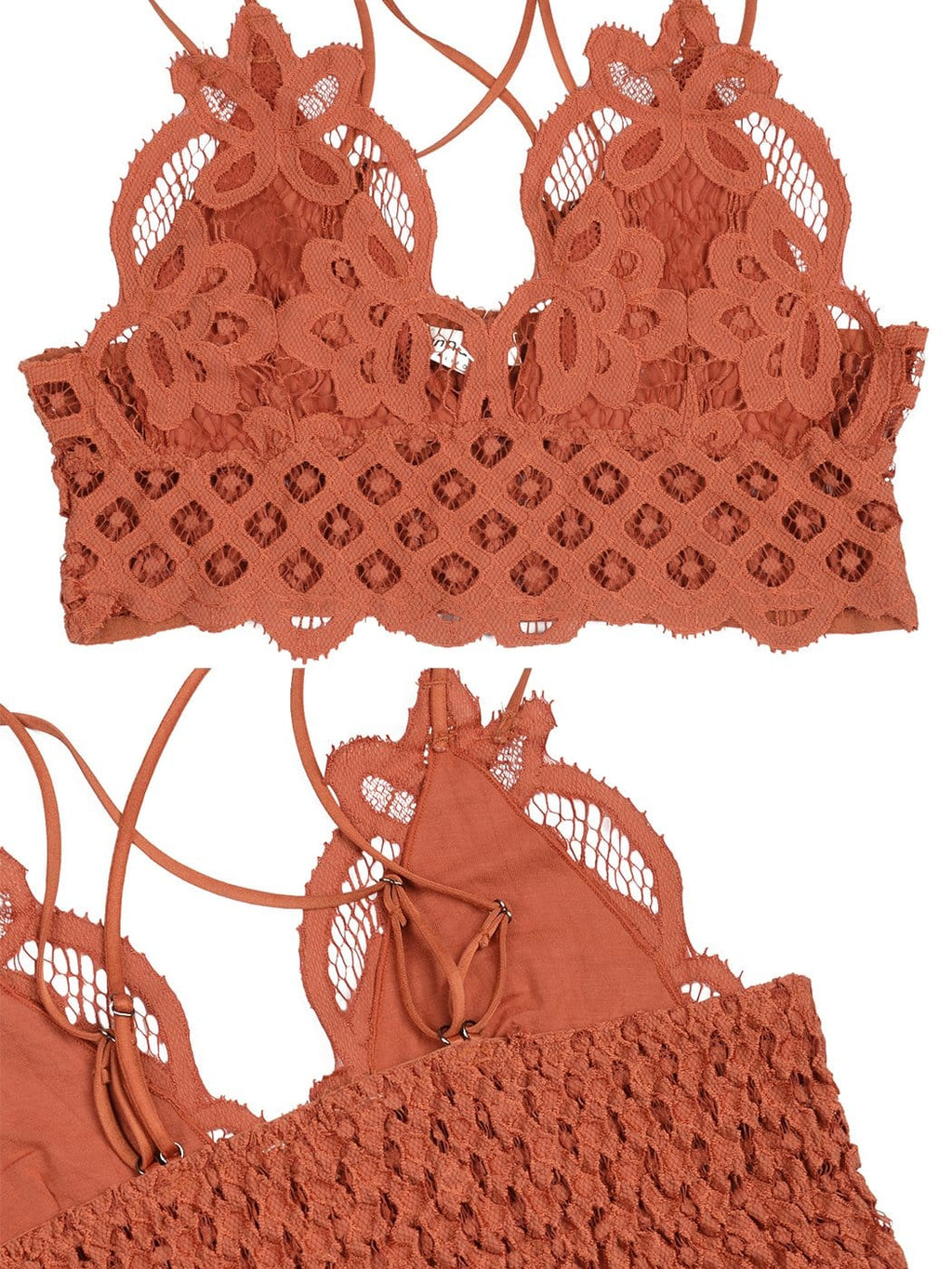 Top corto tipo bralette con encaje floral