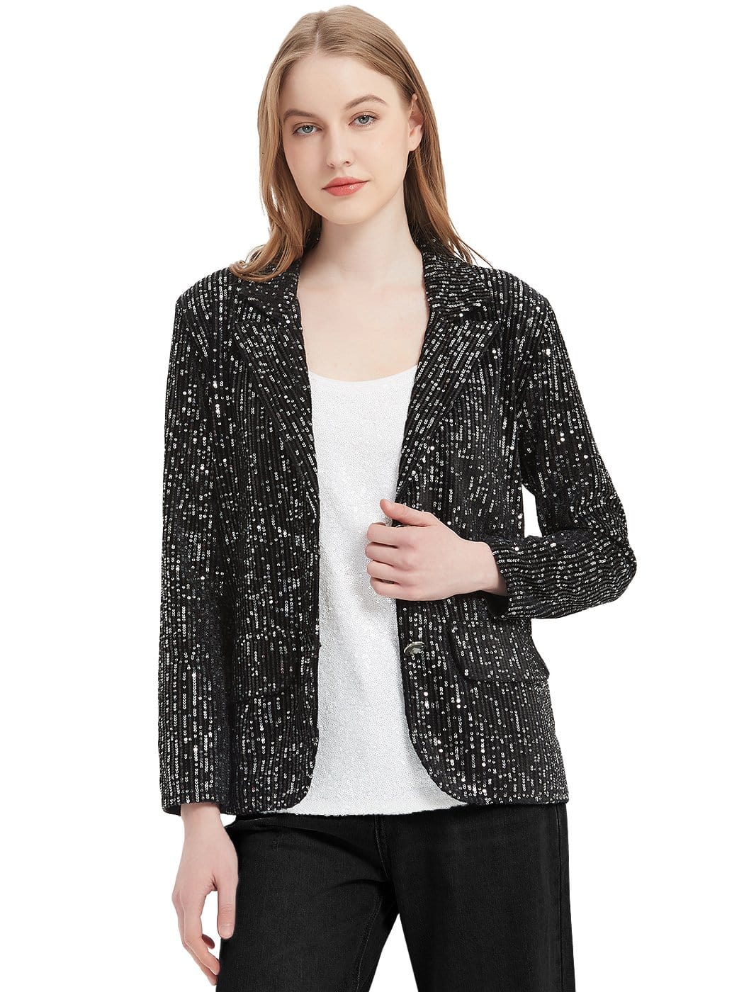 Chaqueta tipo blazer con lentejuelas brillantes