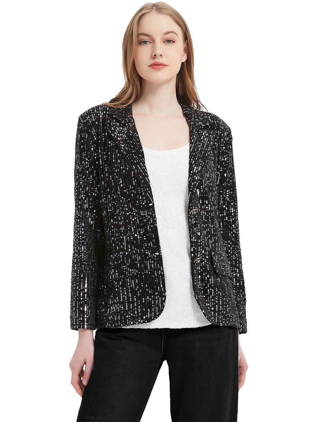 Chaqueta tipo blazer con lentejuelas brillantes