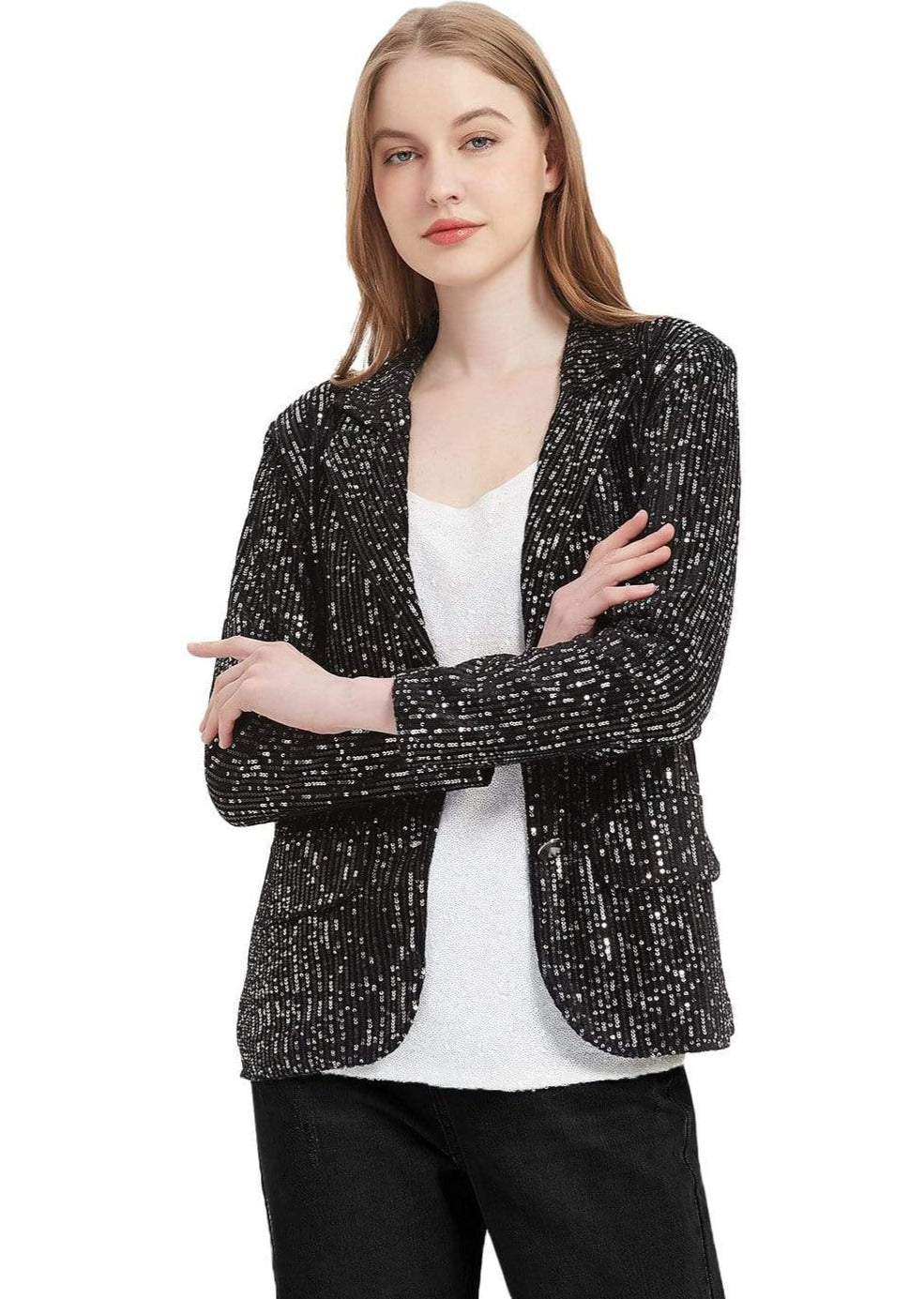Chaqueta tipo blazer con lentejuelas brillantes