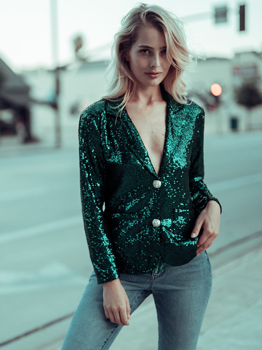 Chaqueta tipo blazer con lentejuelas brillantes