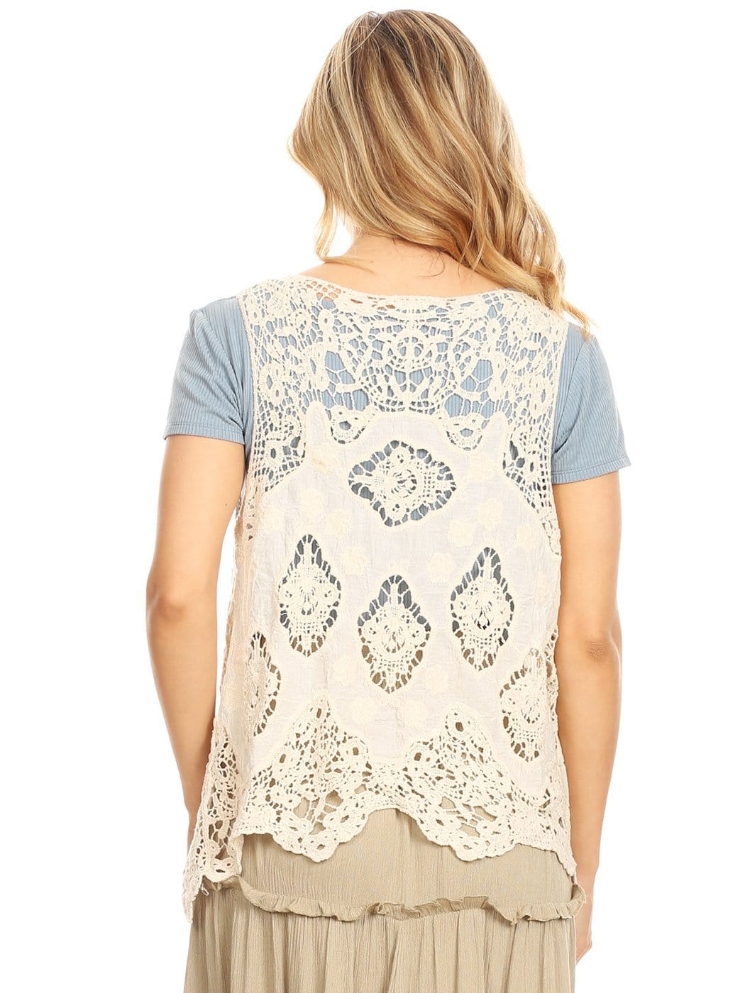 Chaleco tipo cárdigan de crochet con punto boho
