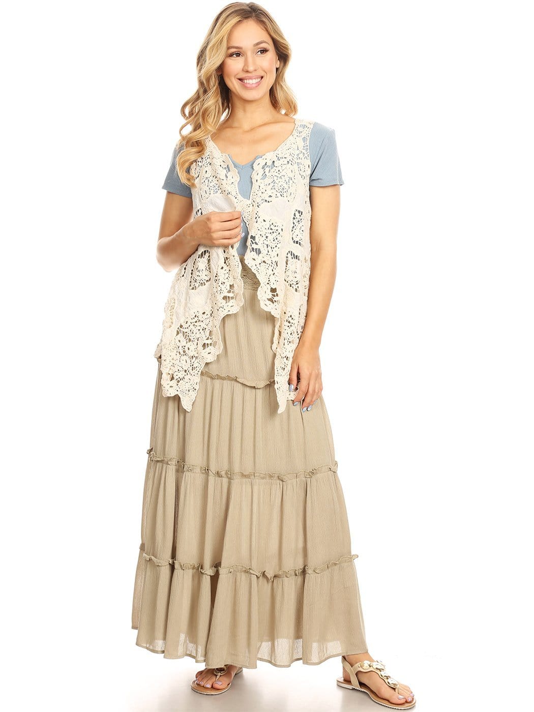 Chaleco tipo cárdigan de crochet con punto boho