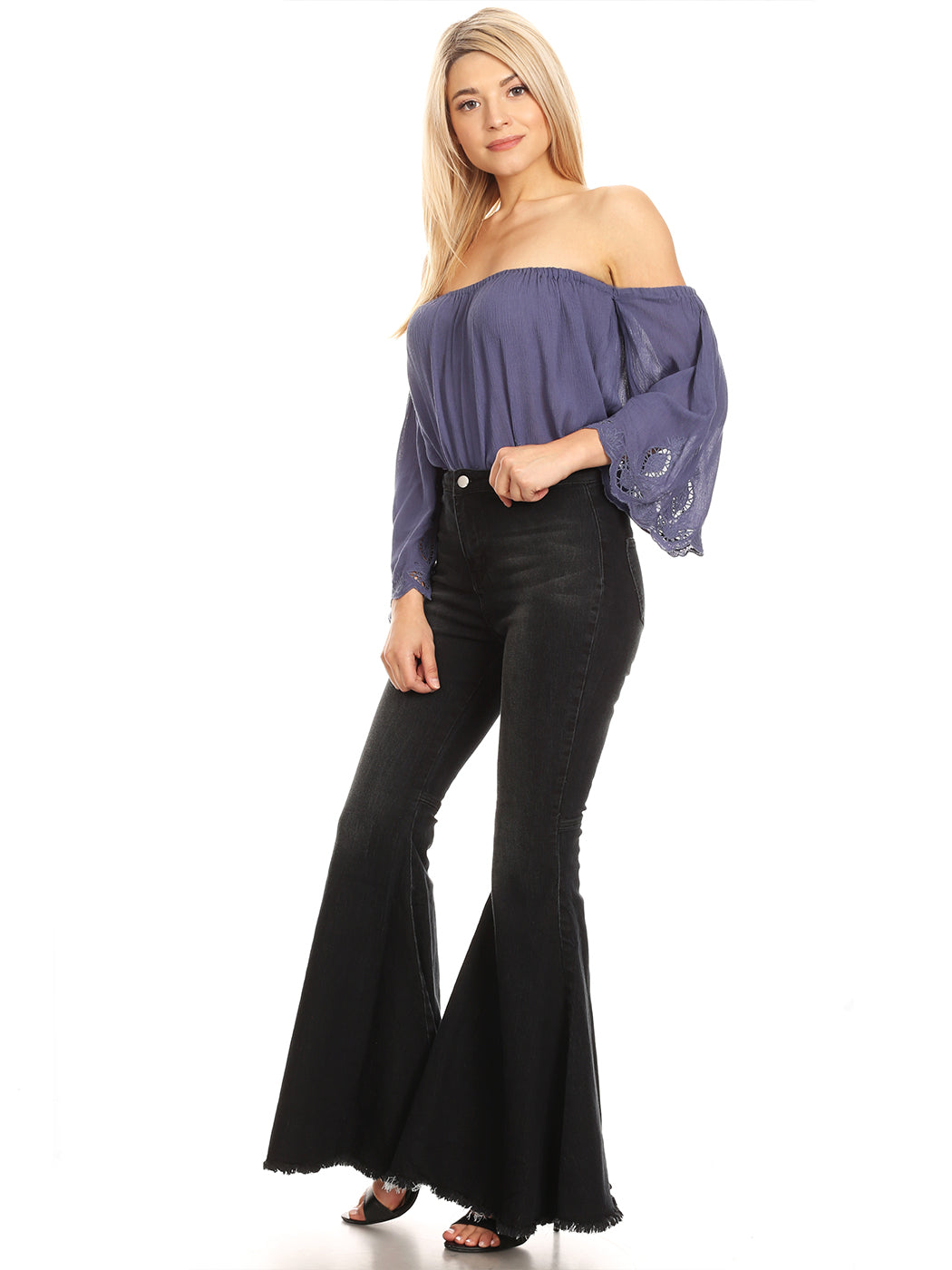 Pantalones vaqueros de cintura alta con campana