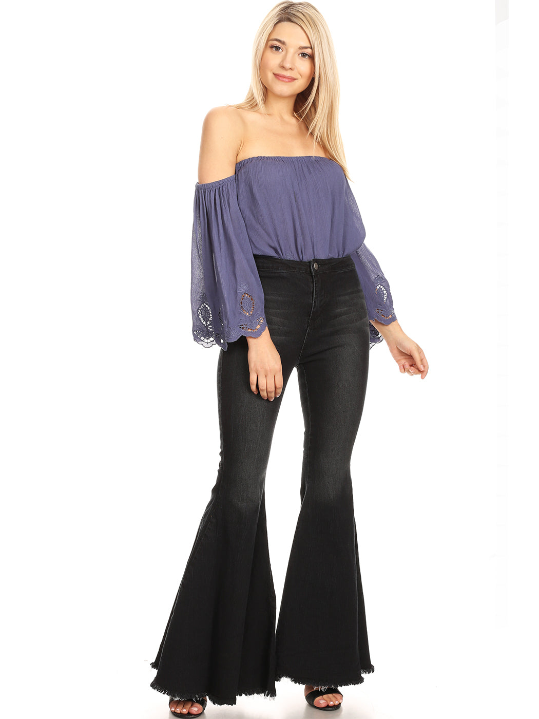 Pantalones vaqueros de cintura alta con campana