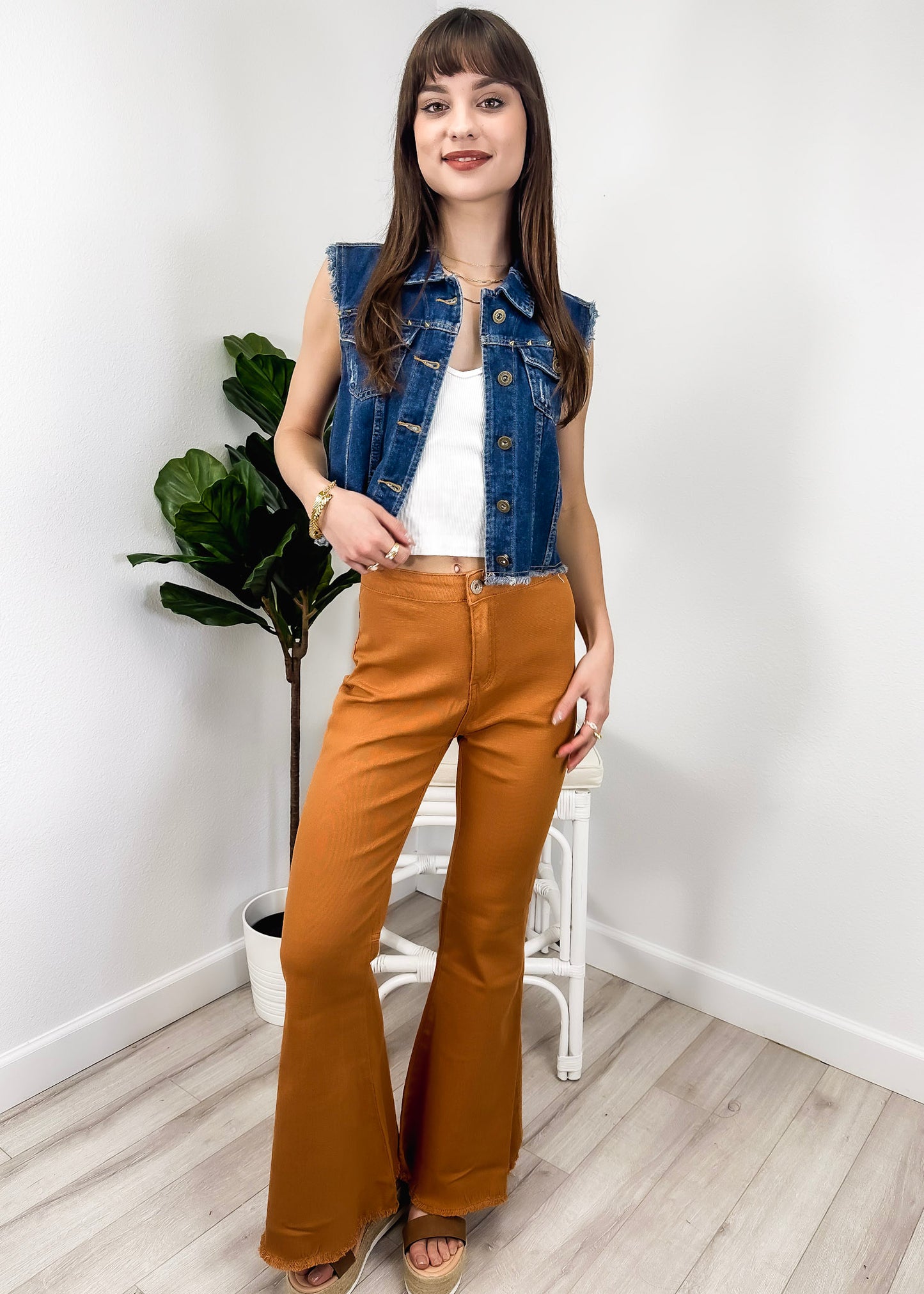 Pantalones vaqueros de cintura alta con campana