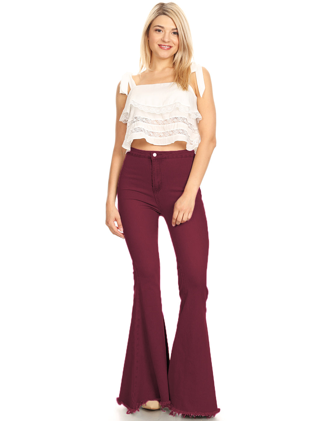 Pantalones vaqueros de cintura alta con campana
