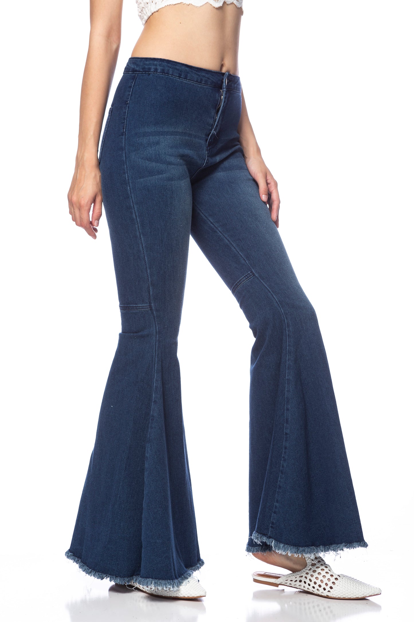 Pantalones vaqueros de cintura alta con campana