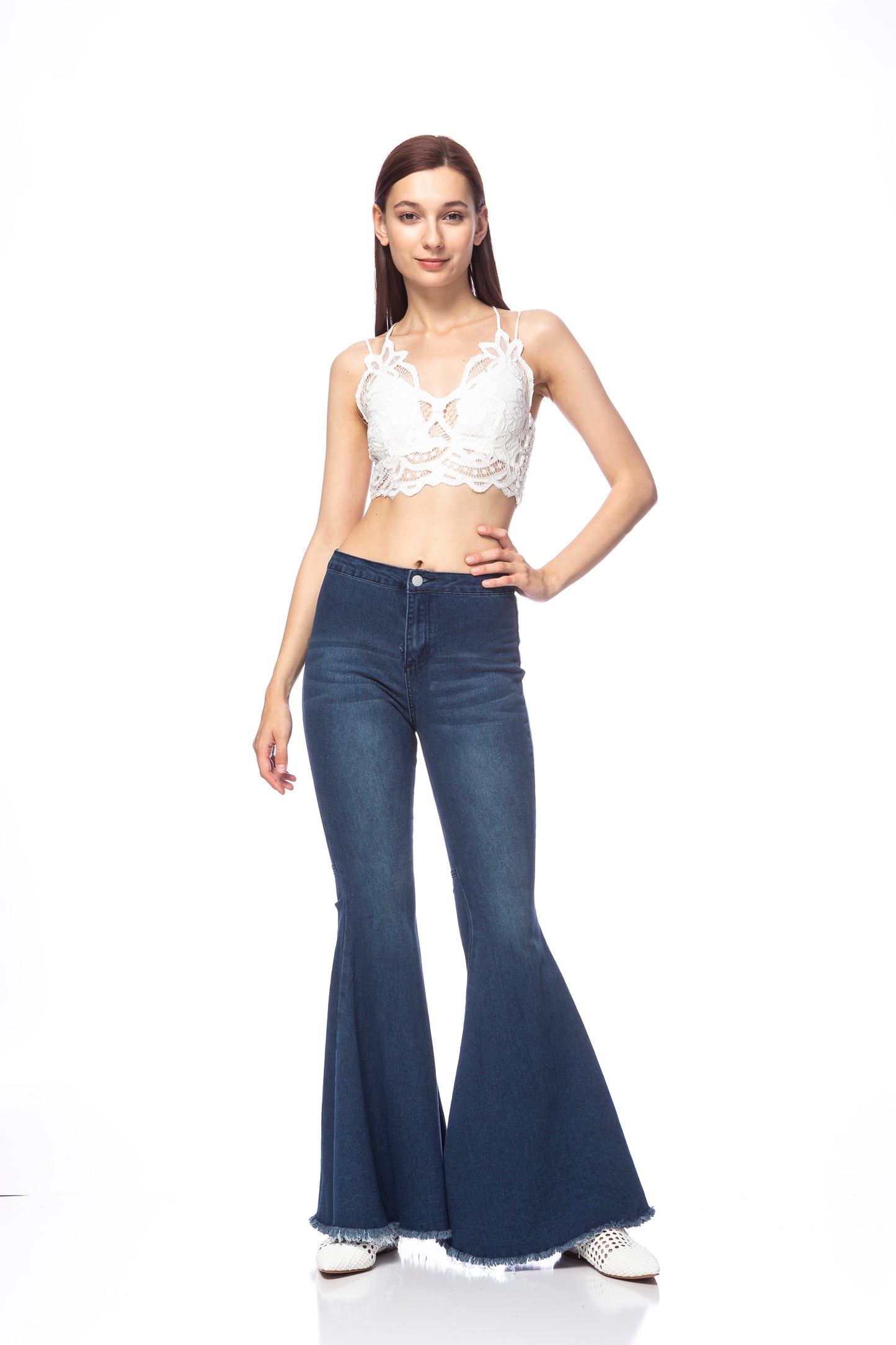 Pantalones vaqueros de cintura alta con campana