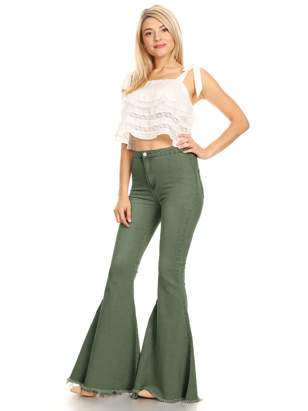 Pantalones vaqueros de cintura alta con campana