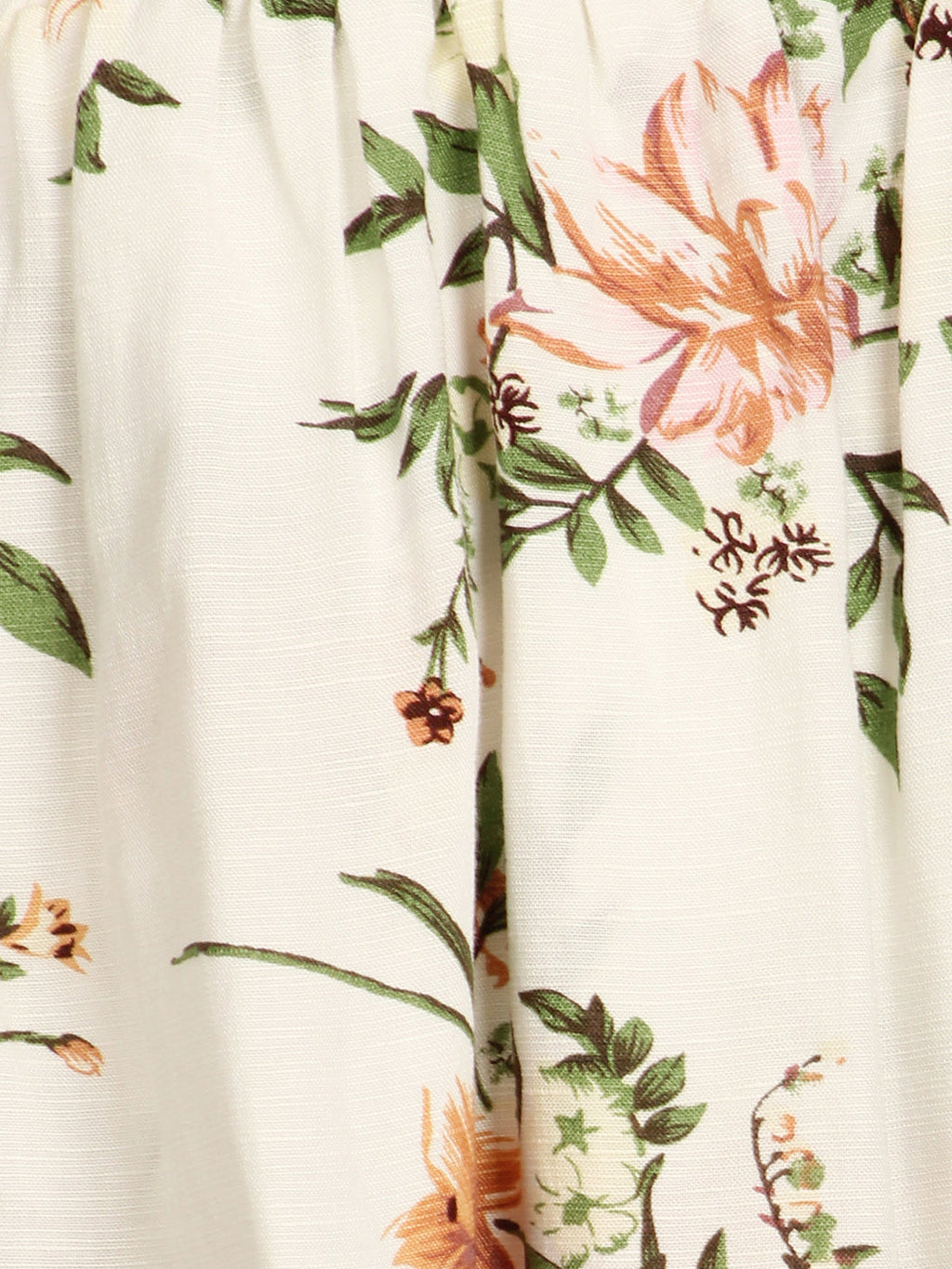 Vestido largo informal con hombros descubiertos y estampado floral