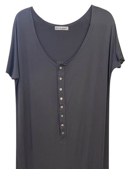 Long Short Sleeve Button-Down Maxi Dress