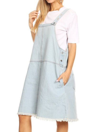 Vestido vaquero tipo pechera de gran tamaño
