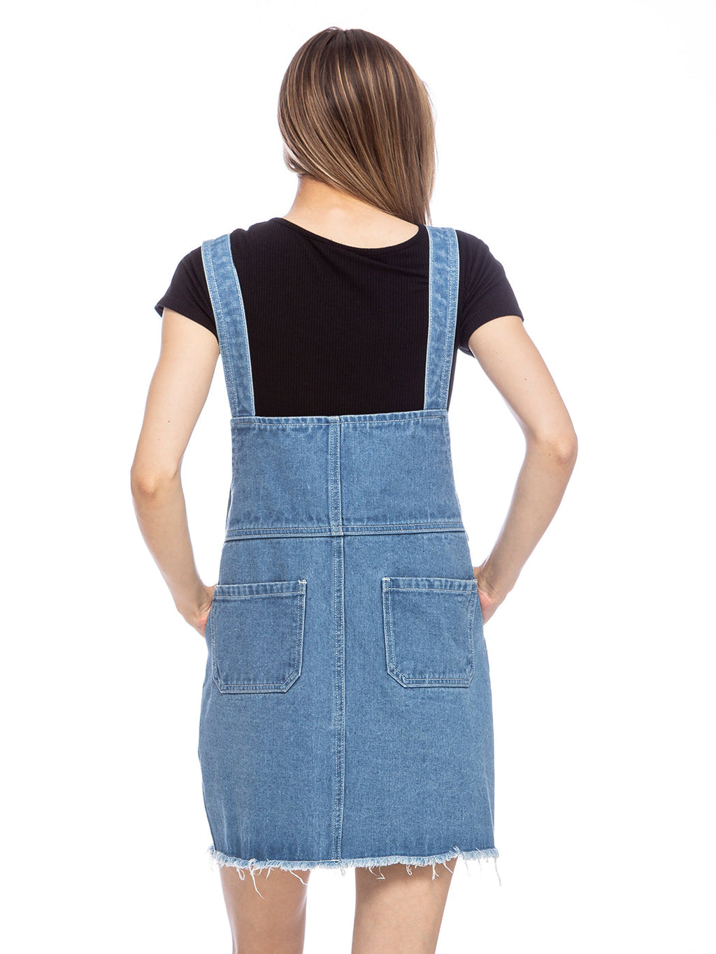 Anna-Kaci Women's Casual Adjustable Strap Short Denim Pinafore Bib Overall Dress