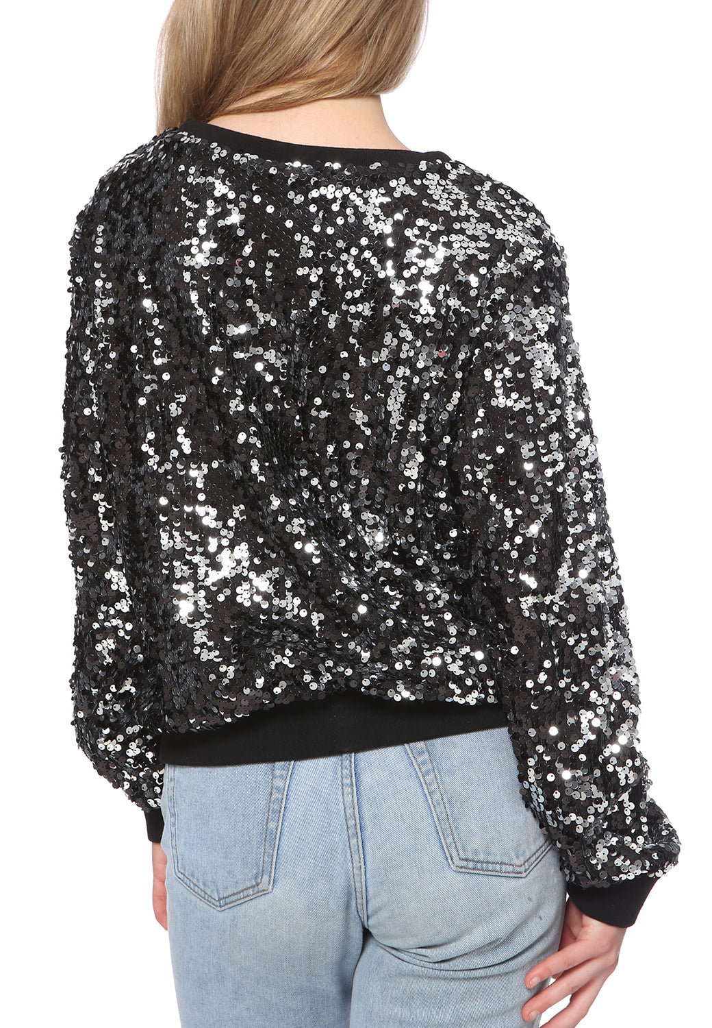 Sudadera con capucha y mangas largas con lentejuelas brillantes 