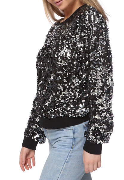 Sudadera con capucha y mangas largas con lentejuelas brillantes 