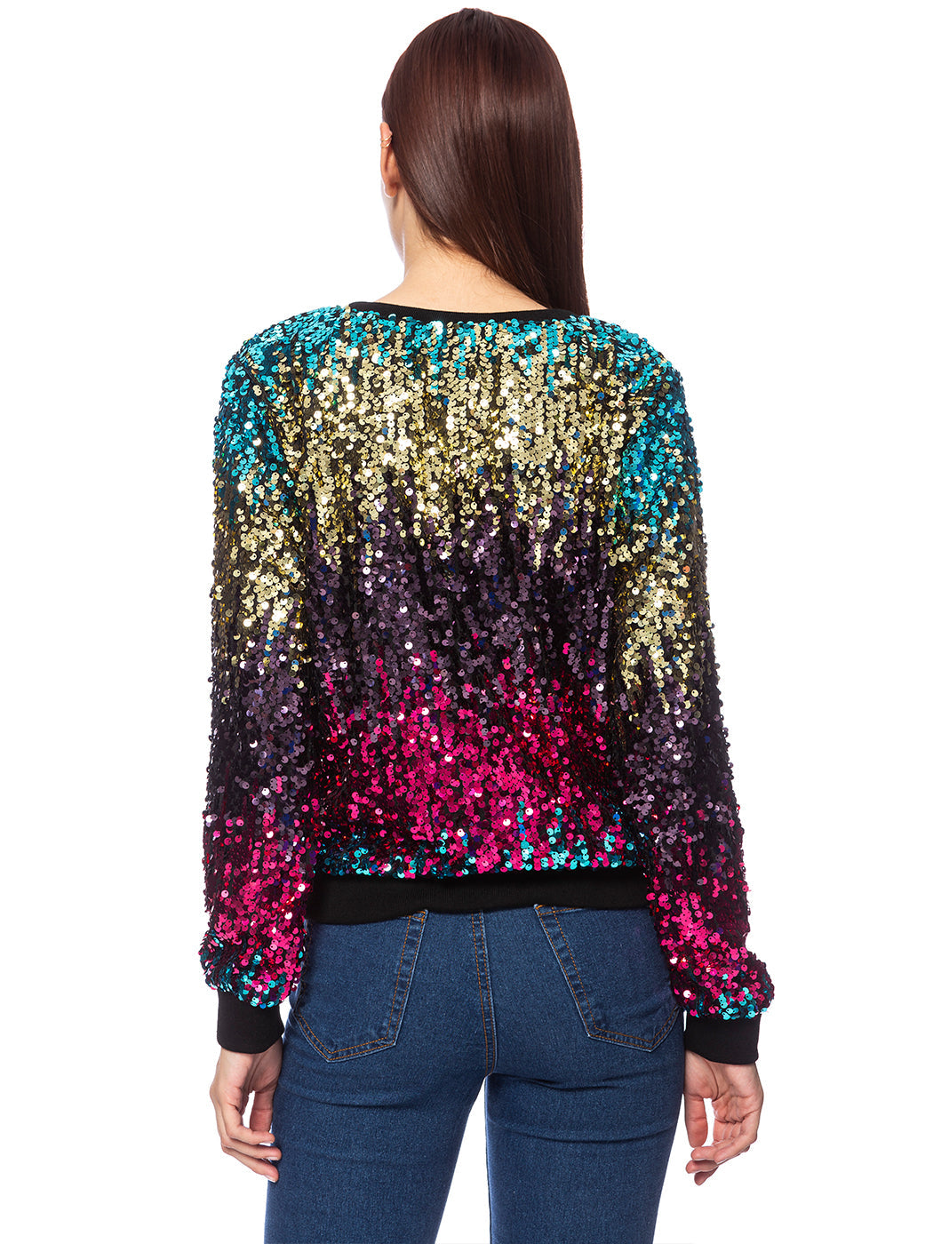 Sudadera con capucha y mangas largas con lentejuelas brillantes 