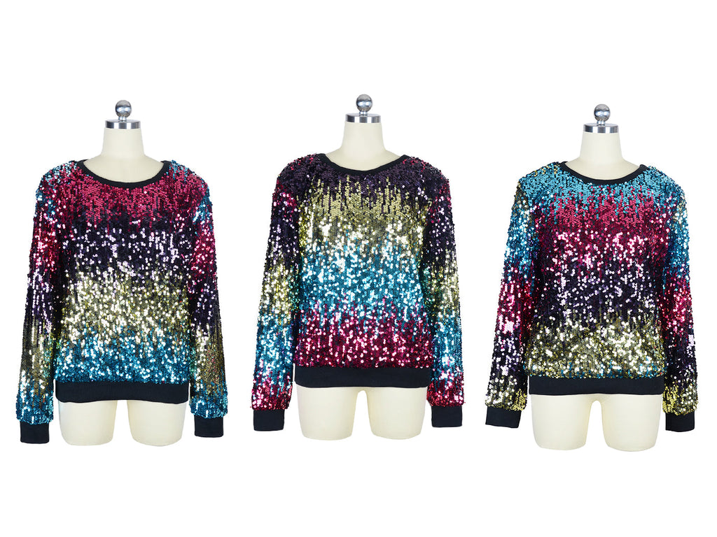 Sudadera con capucha y mangas largas con lentejuelas brillantes 