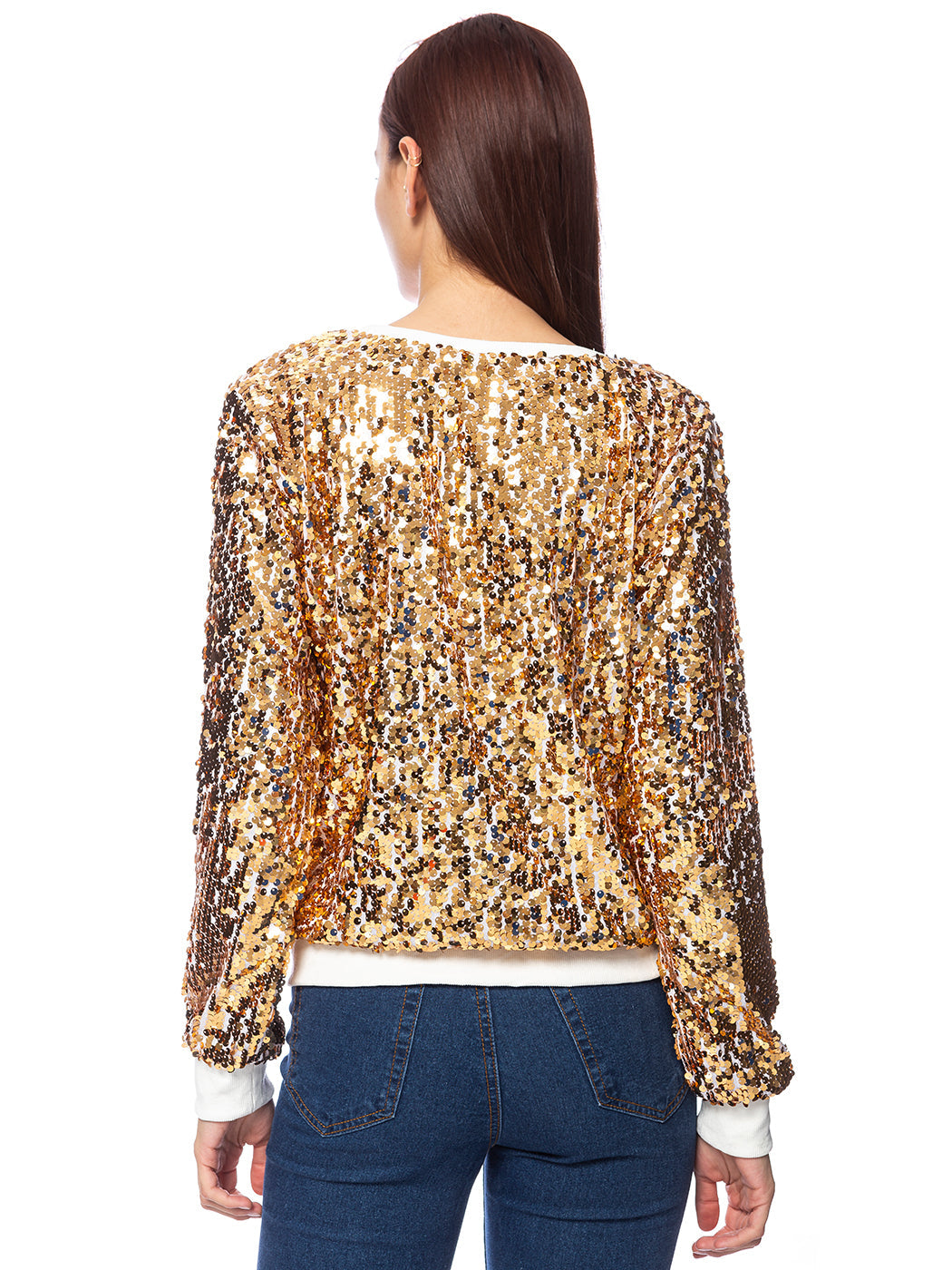 Sudadera con capucha y mangas largas con lentejuelas brillantes 