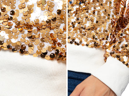 Sudadera con capucha y mangas largas con lentejuelas brillantes 