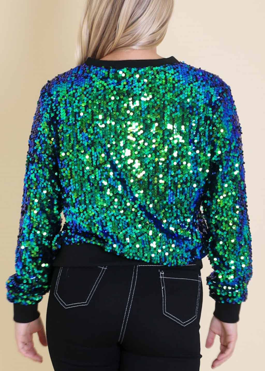 Sudadera con capucha y mangas largas con lentejuelas brillantes 